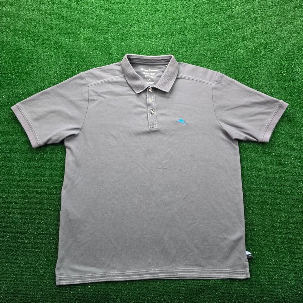 Tommy Bahama Island Zone Polo Shirt Mens‎ Large Gray Short Sleeve Golf Preppy